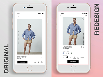 Zara App design ecommerce ui ux