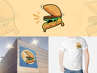 Burger Screamous Logo branding design flat icon illustration logo