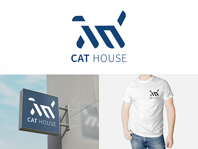 cat house logo branding design flat icon logo