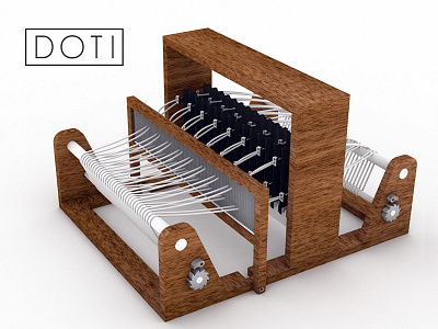 Doti: The Desktop Jacquard Loom 3d digifab digital fabrication diy motors product design render rhino textiles vray wood