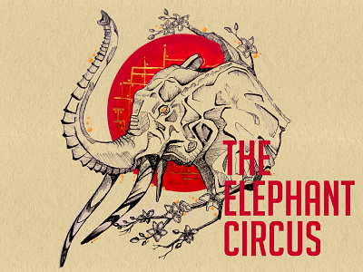 The elephant circus abstract animal app circus elephant flow hand drawn handmade illustration japanese minimalistic nature red style wild wildlife