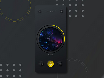 Noise app app colour dark design digital art gradient iphone minimal mobile neumorphism noice noise shadow recording round skeuomorphic ui ux yellow