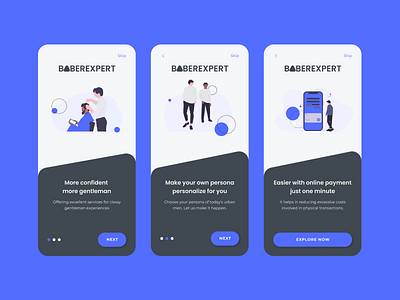 On Boarding Screen for Barbershop app design apps design barber shop barbershop illustration mobile app design onboarding uidesign