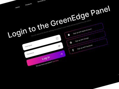 Green Edge Panel Login Page log in sign in sign up ui webpage