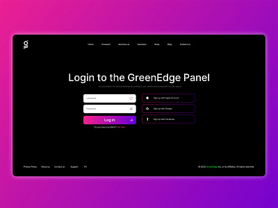 GreenEdge Panel Login Page configurator dark greenedge greenpi log in sign in sign up web