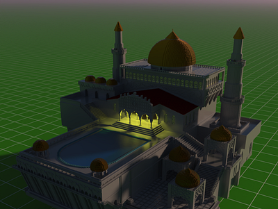 Mosque voxel 3d building design illustration voxel