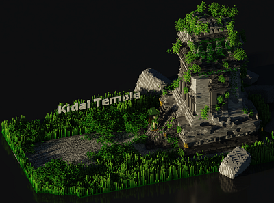 Kidal temple isometric voxel 3d building isometric voxel