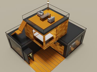 View From Here 3d building house minimalist solidify voxel