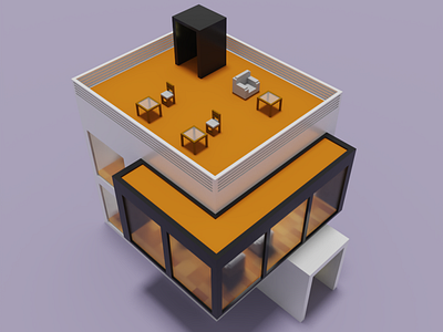 stand out 3d building design house isometric minimalist voxel