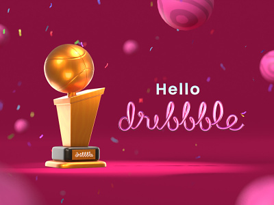 Hello Dribbble! 3d 3d illustration basketball blender blender3d cycles render first post first shot golden hello dribbble icon illustration logodesign low poly realistic render trophy