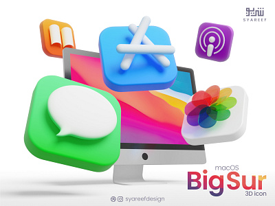macOS BigSur 3D icon 3d 3d icon 3d illustration apple bigsur blender blender 3d c4d cycles cycles render eevee icon illustration imac pro macbook macos macos big sur macos icon