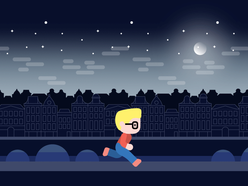 Midnight Run in the Netherlands animated cartoon game layer move moving parallax run running