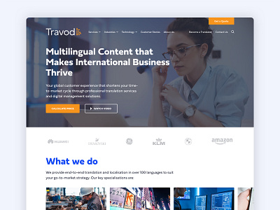 Homepage Travod carousel design development homepage localization logos redesign subtitles transcription translate translation travod voice over website