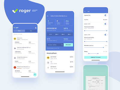 Roger - The app which connects businessmen and investors android app dactylgroup design designer developer developers financial invoice ios mobile mobile app mobile app designer mobile app developer money phone ui ux