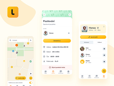 New contacts and opportunities with the Lives app beer branding dactylgroup dates design developer developers events figma gym illustrations ios logo people social ui ux yellow