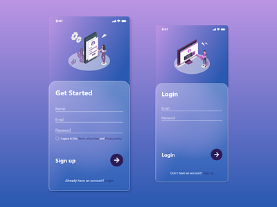 Glassmorphism Sign in / up 2020 trend adobexd glassmorphism mobile mobile ui sign in sign up