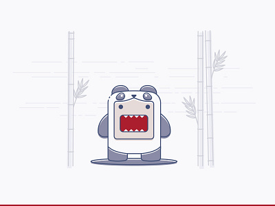 Domo in Disguise bamboo blue domo illustration japanese cartoon panda red vector