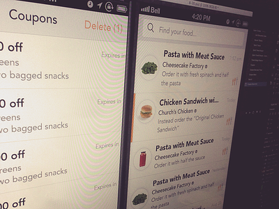 Foodtweeks - Coupons and Tweek feed clean food interface ios iphone mobile native prolific search ui ui design white
