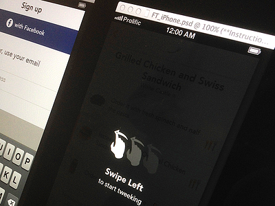 Foodtweeks Gesture Tip and Sign up app form gesture instructions ios iphone mobile overlay prolific sign up tips ui