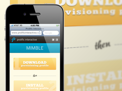 Mobile View Download Page blue buttons client download install mobile mobile site orange safari site yellow