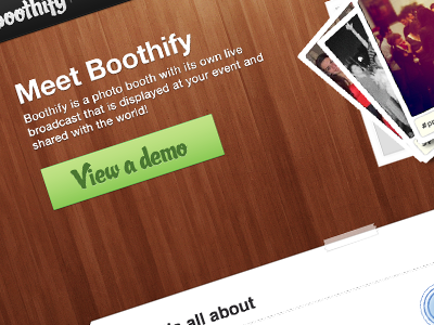Boothify.me boothify button green me photo booth photos texture ui wood