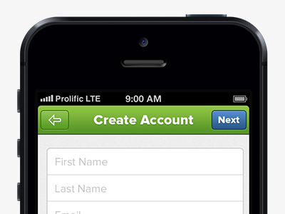 Create Account app fields ios iphone mobile ui