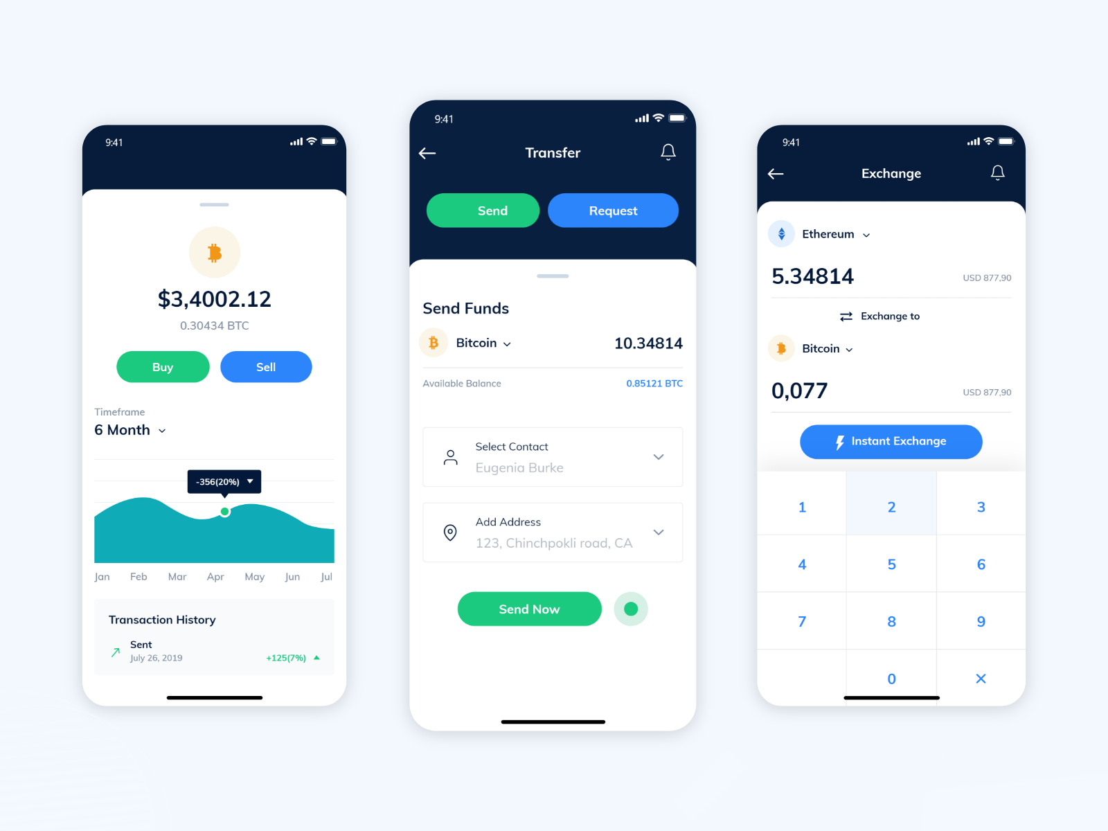 Cryptocurrency app by Upstrivers Design Studio on Dribbble