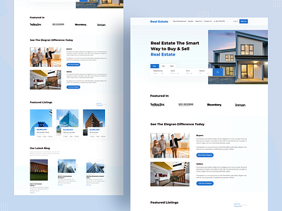 Real Estate Landing Page application design branding clean design home landing page logo property real estate realestate rent typography ui ui design vector web design website website design website template