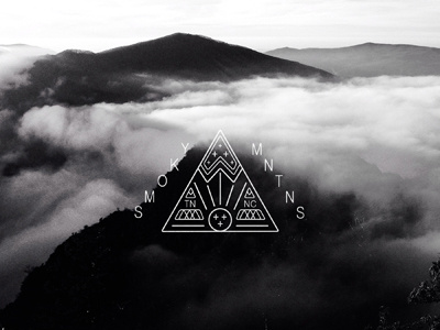 SMOKY MNTNS black and white line work mountains smoky mountains tennessee typography