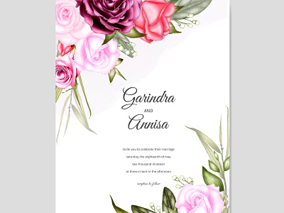 Beautiful watercolor floral wedding card template Premium Vecto background card decoration decorative design floral flower frame garden greeting illustration nature pattern set summer template vector vintage watercolor wedding