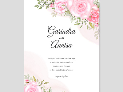 Beautiful watercolor floral wedding card template Premium Vecto by ...