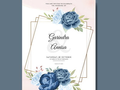 Elegant wedding invitation card template with beautiful floral l abstract border card decoration elegant floral flower flyer frame gift invitation label leaf modern premium royal template texture vintage wedding