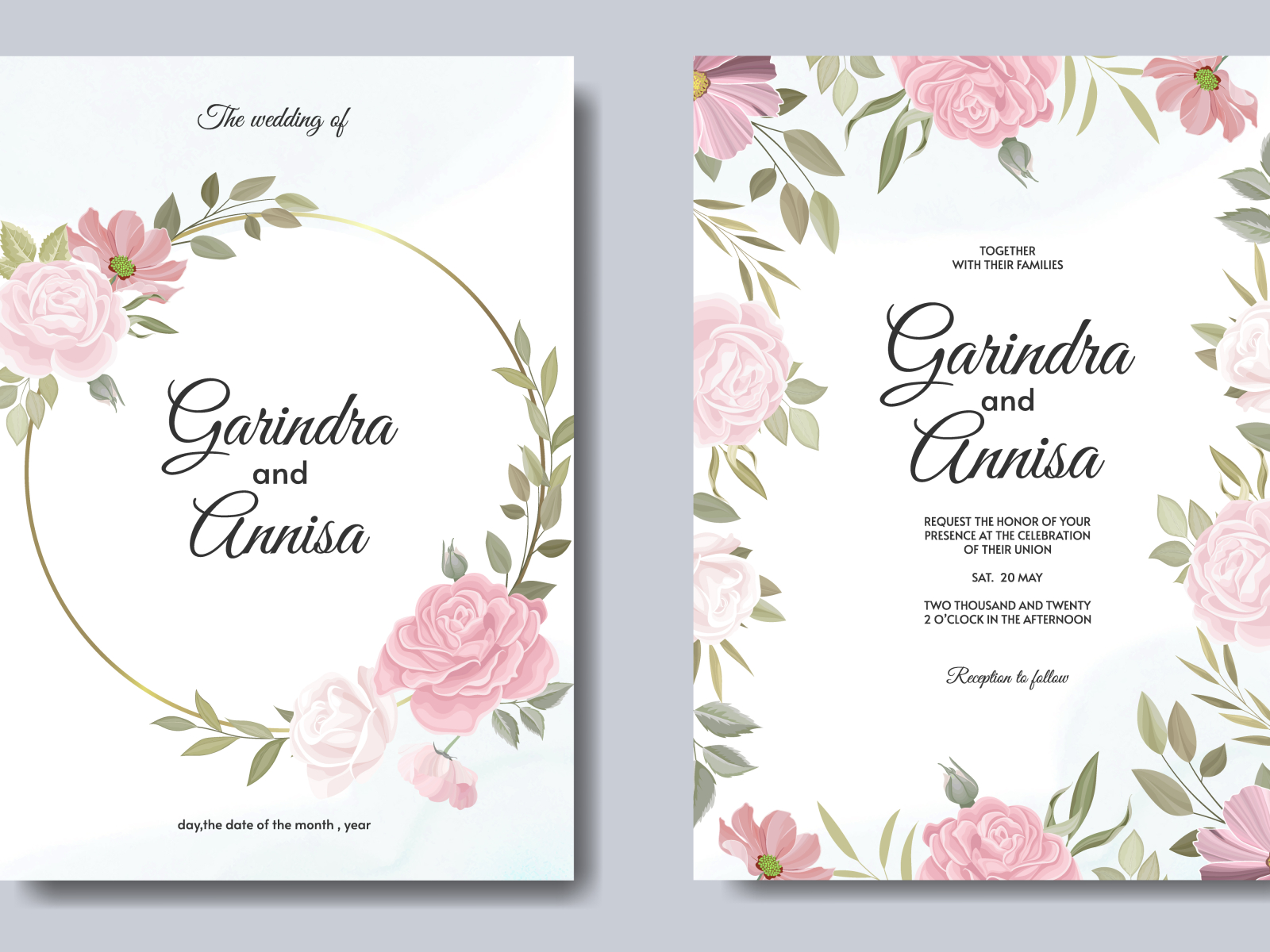 Beautiful floral frame wedding invitation card template by MARIA ...