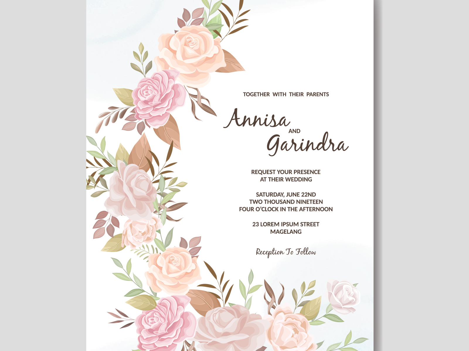 Beautiful floral frame wedding invitation card template Premium by ...