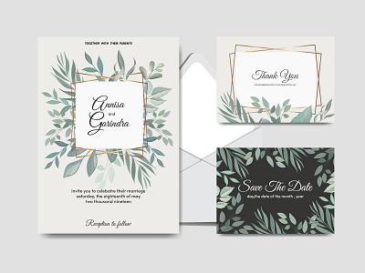 tropical decoration wedding invitation card