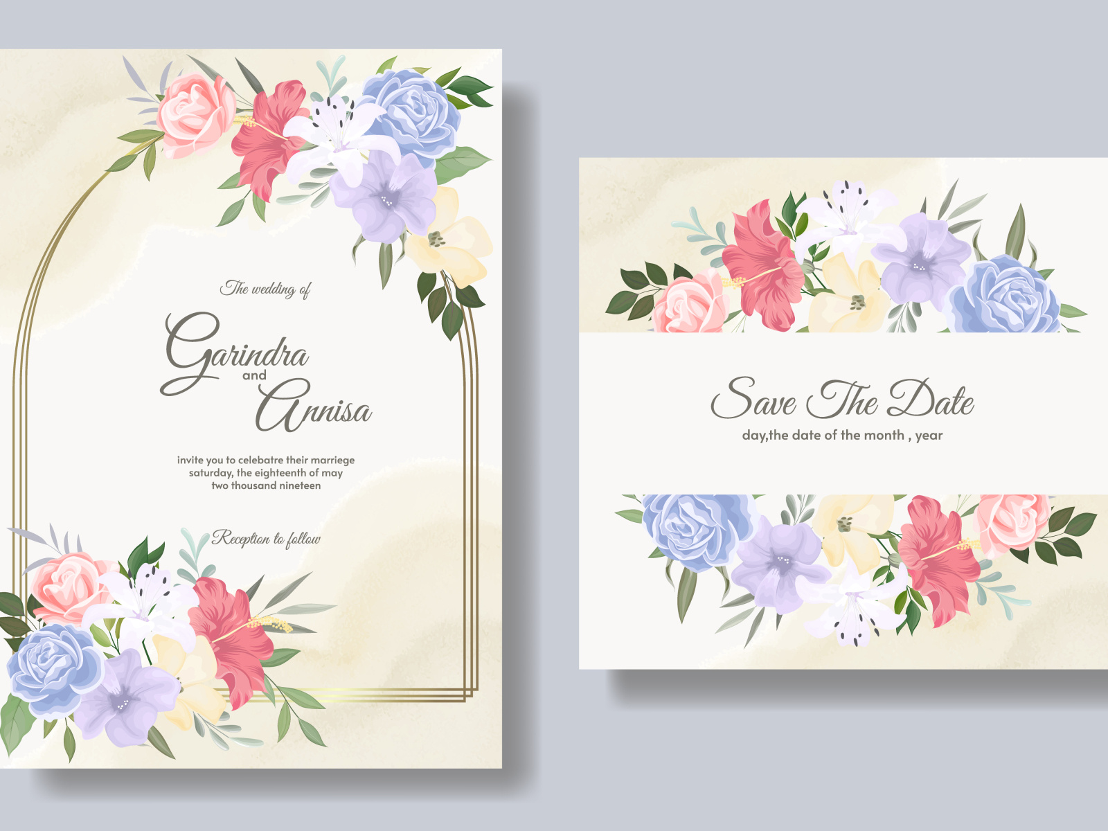 Beautiful floral frame wedding invitation card template Premium by ...