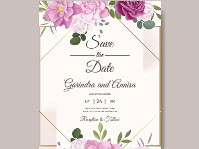 Beautiful floral frame wedding invitation card template Premiu by MARIA ...