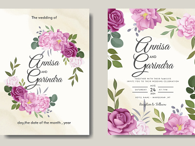 Beautiful floral frame wedding invitation card template Premiu by MARIA ...