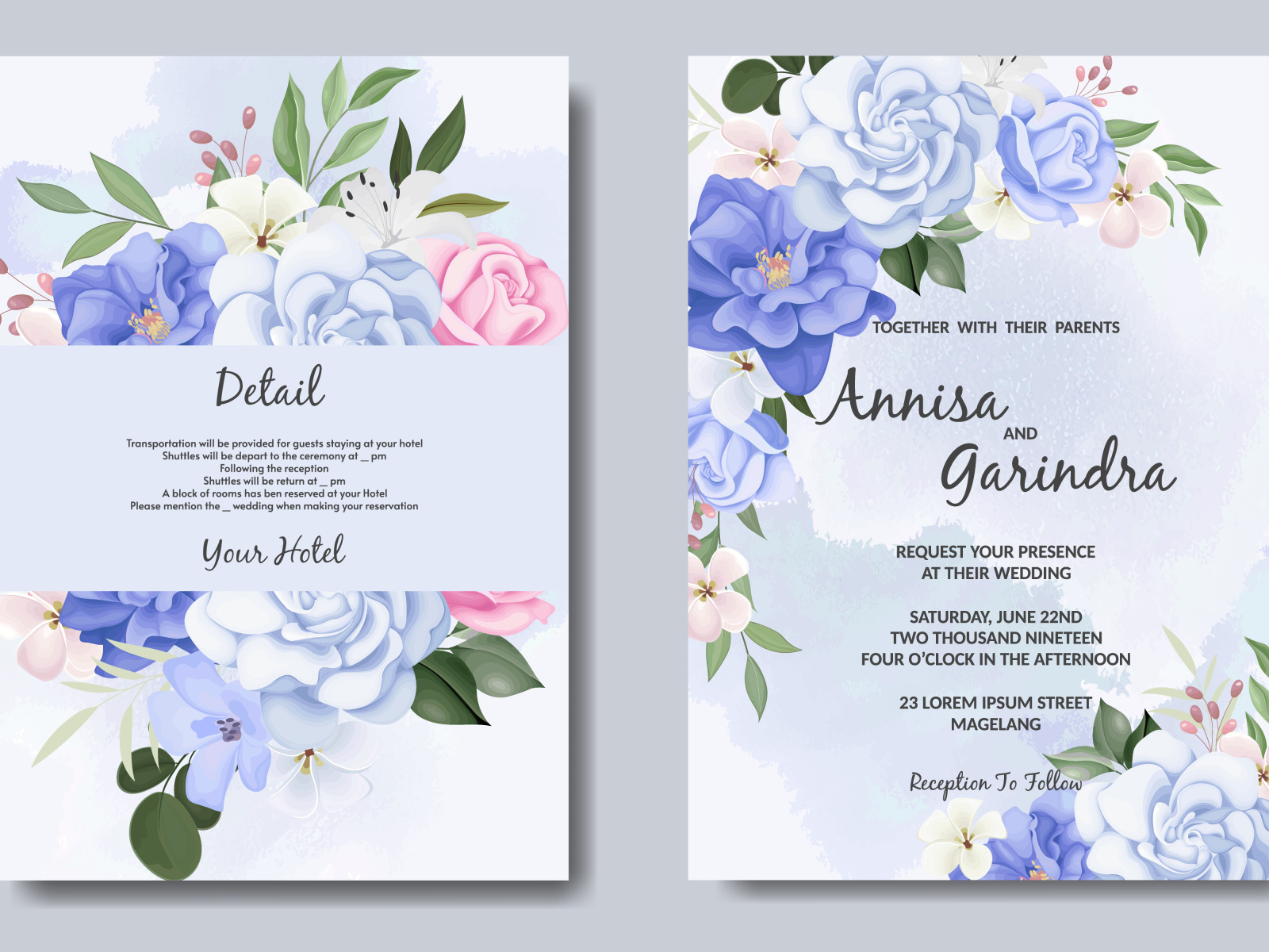 Beautiful floral frame wedding invitation card template Premiu by MARIA ...