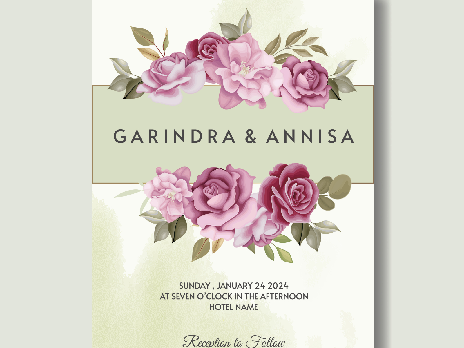 Elegant wedding invitation card with beautiful floral and leave by ...