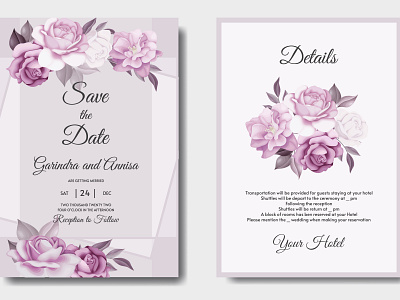 Elegant wedding invitation card with beautiful floral and leave by ...