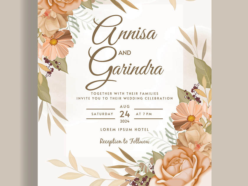 Beautiful floral frame wedding invitation card template Premium by ...