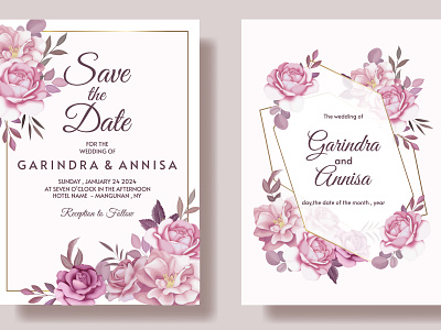 Beautiful floral frame wedding invitation card template Premium by ...