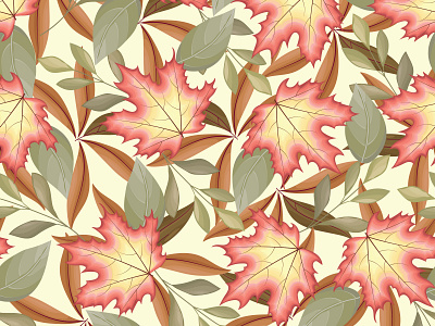 Beautiful seamless pattern autumn leaves Premium Vector art background beautiful decor decoration design fabric fashion flower graphic leaf ornament pattern plant premium seamless textile texture vector wallpaper