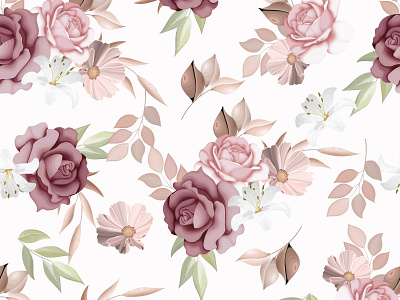 Beautiful seamless pattern beautiful flower and leaves Premium