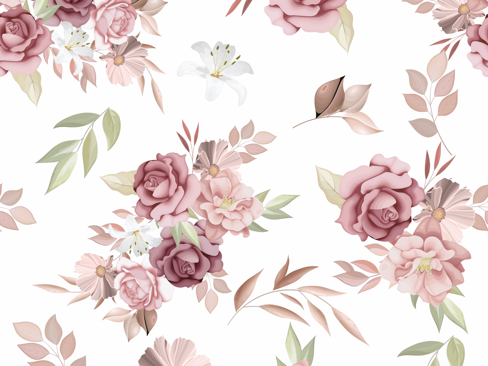 Beautiful seamless pattern beautiful flower and leaves Premium by MARIA ...