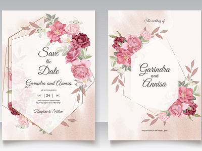 Beautiful floral frame wedding invitation card template Premium abstract banner beautiful border card decoration design elegant floral flower frame invitation label pattern premium royal template vector vintage wedding