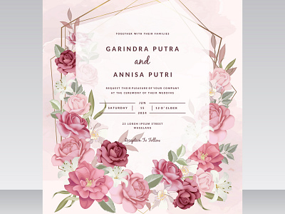 Beautiful floral frame wedding invitation card template Premium abstract banner beautiful border card decoration design elegant floral flower frame invitation label pattern premium royal template vector vintage wedding