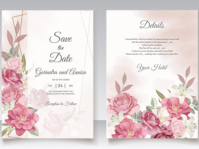 Beautiful floral frame wedding invitation card template Premium abstract banner beautiful border card decoration design elegant floral flower frame invitation label pattern premium royal template vector vintage wedding