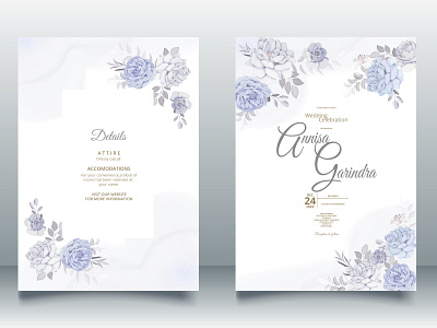 Beautiful floral frame wedding invitation card template Premium